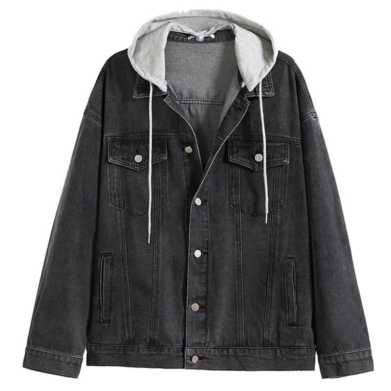 Fashion Jeans Jacket Men's Loose Hooded Outsidewear Spring Autumn Korean Coat Male Detachable Hood Streetwear Denim Casual Tops Jackets