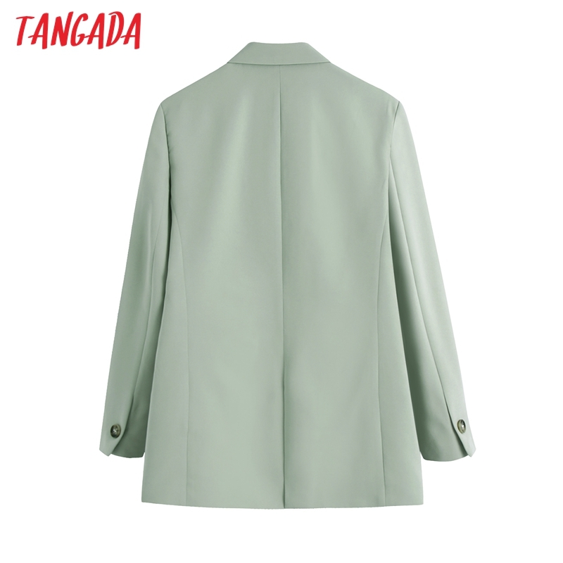 Women Double Breasted Solid Blazers Coat Fashion Vintage Long Sleeve Pockets Female Outerwear Chic BE513 210416