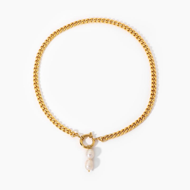 Pendant Necklaces Women Cuban Chain Necklace Stainless Steel Jewelry18K Gold Plated Spring Buckle Chocker 2 Freshwater Pearl
Pendant Necklaces Women Cuban Chain Necklace Stainless Steel Jewelry18K Gold Plated Spring Buckle Chocker 2 Freshwater Pearl