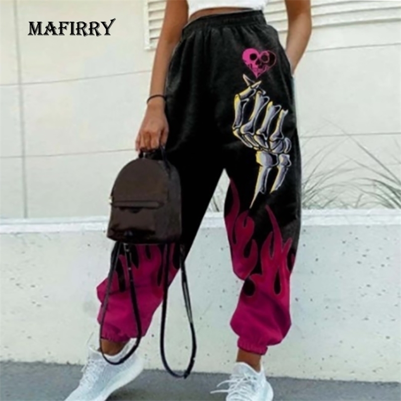 Women Loose Printing Casual Trousers Spring Autumn Elastic Waist Ladies Pencil Pants Plus Size 3XL Streetwear Drop 211115