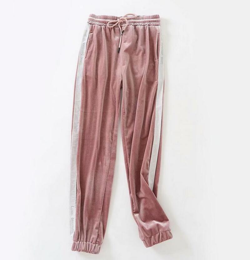 Spring And Autumn Letter Embroidery Velvet Suit Set Women Two-piece Female Pant Women's Sports Suits Tracksuits