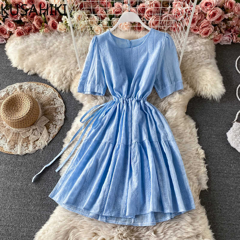 Chic O-neck Puff Short Sleeve Dresses Drawstring Slim Waist Woman Dress Korean Sweet A-line Vestidos De Mujer 6G556 210603, White
Chic O-neck Puff Short Sleeve Dresses Drawstring Slim Waist Woman Dress Korean Sweet A-line Vestidos De Mujer 6G556 210603, White