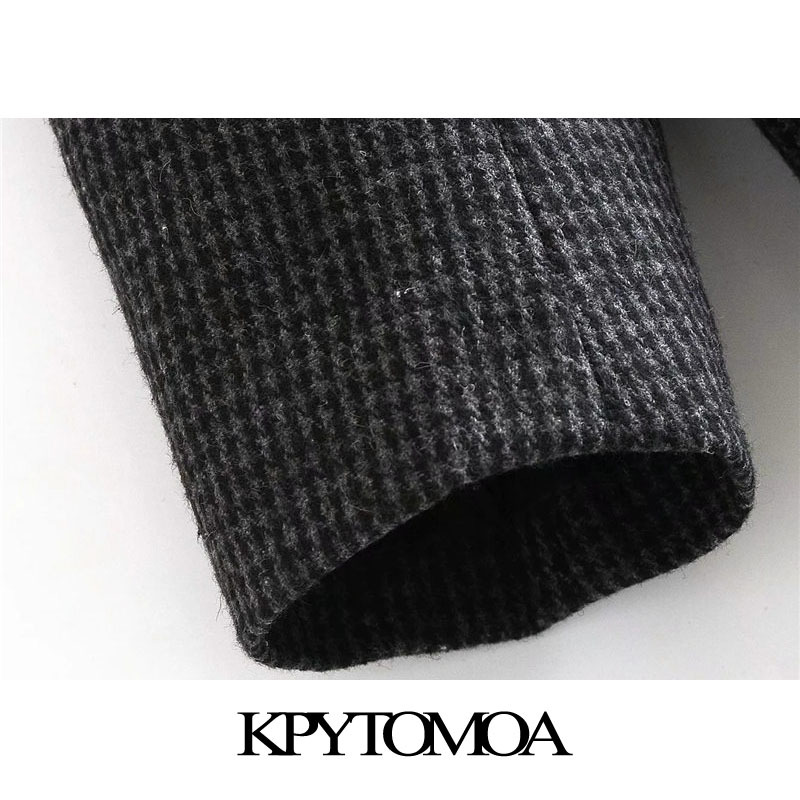 Women Fashion Single Button Loose Check Woolen Coat Vintage Long Sleeve Back Vents Female Outerwear Chic Overcoat 210416