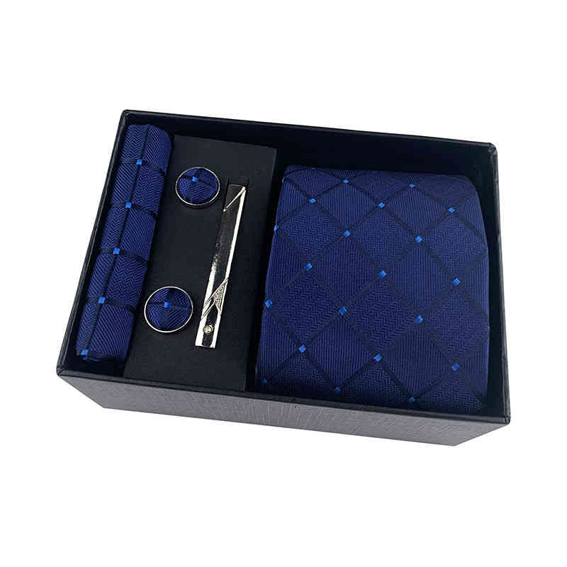 Necktie Scarf Corbata 2021 Paisley Men's Tie Square Cuff Clip Gift Box Set Business Leisure Black