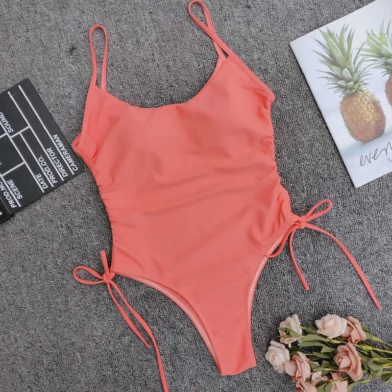 Micro Swimsuit Bandage Swimwear Side Tied Swimming Suit Sexy Monokini Thong High Leg Cut Bathing 210625