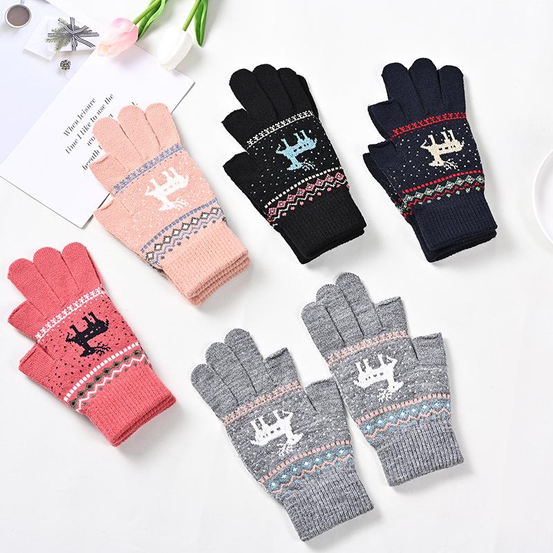 sports gloves winter leak two fingers knitted woolen cute elk jacquard thicken warm half-finger write and learn, Black
sports gloves winter leak two fingers knitted woolen cute elk jacquard thicken warm half-finger write and learn, Black