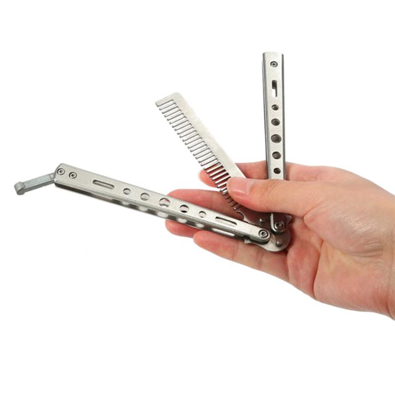 Foldable Stainless Steel Comb Hair Pomade Styling Butterfly Hairdressing Knife For Beard & Moustache Brushes Hairdress1