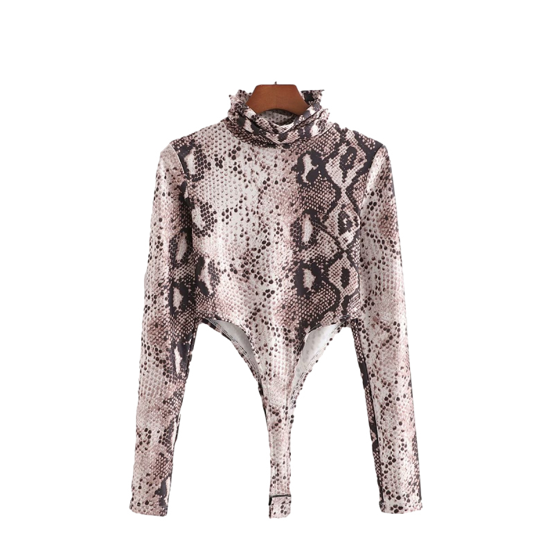 Sexy Woman Slim Serpentine Turtleneck Bodysuits Spring Fashion Ladies Soft Bodysuit Female Casual Streetwear Tops 210515