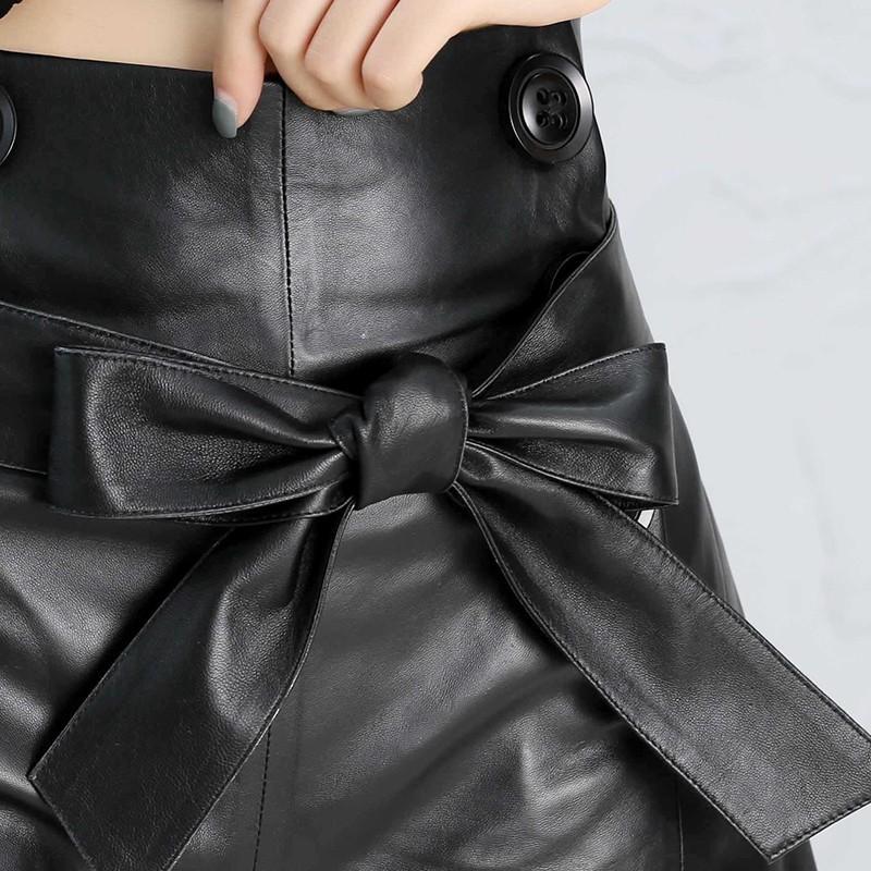 Cow Short Leather Women's Real Sheepskin Black Large Size Korean Shorts