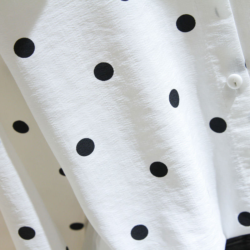 Spring Summer Korea Fashion Women Shirts Plus Size Long Sleeve Loose Polka Dot Shirt all-matched Casual Blouse Female Tops D175 210512