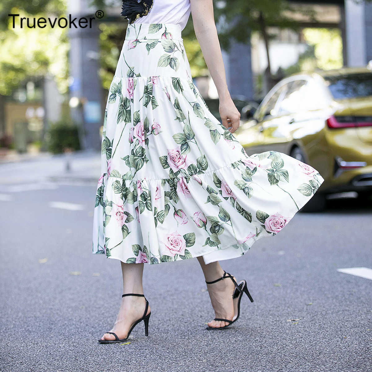 Truevoker Designer Resort Skirt Women's Summer Rose Floral Printed Ladies Elegant Midi Holiday 210602, Beige
Truevoker Designer Resort Skirt Women's Summer Rose Floral Printed Ladies Elegant Midi Holiday 210602, Beige