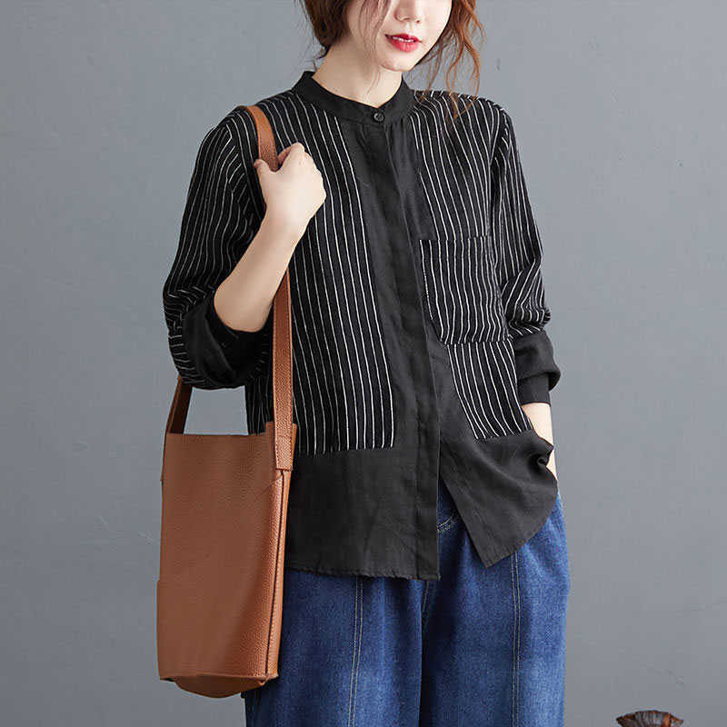 Spring Arts Style Women Long Sleeve Loose Shirts All-matched Casual Cotton Linen Patchwork Striped Blouse Femme Tops V107 210608, White
Spring Arts Style Women Long Sleeve Loose Shirts All-matched Casual Cotton Linen Patchwork Striped Blouse Femme Tops V107 210608, White