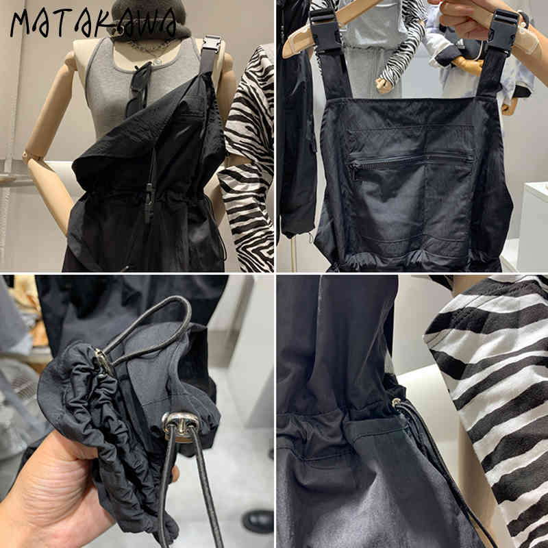 MATAKAWA Streetwear Women Spring Solid Pants Women Korean Elastic Waist Overalls Temperament Casual Trousers 210513