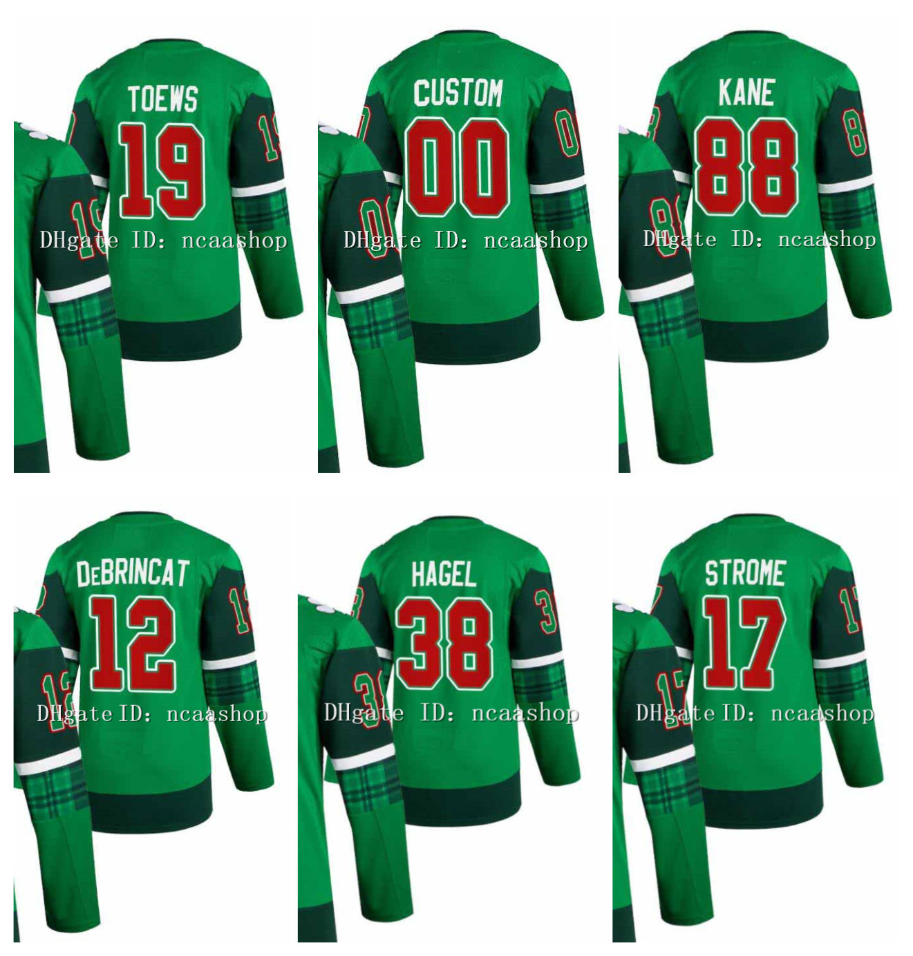 St. Patricks Day Jonathan Toews Hockey Jersey Patrick Kane Alex DeBrincat Marc-Andre Fleury CLARK GRISWOLD Seth Jones Strome Tyler Johnson Brandon Hagel Kirby Dach, Men 
St. Patricks Day Jonathan Toews Hockey Jersey Patrick Kane Alex DeBrincat Marc-Andre Fleury CLARK GRISWOLD Seth Jones Strome Tyler Johnson Brandon Hagel Kirby Dach, Men