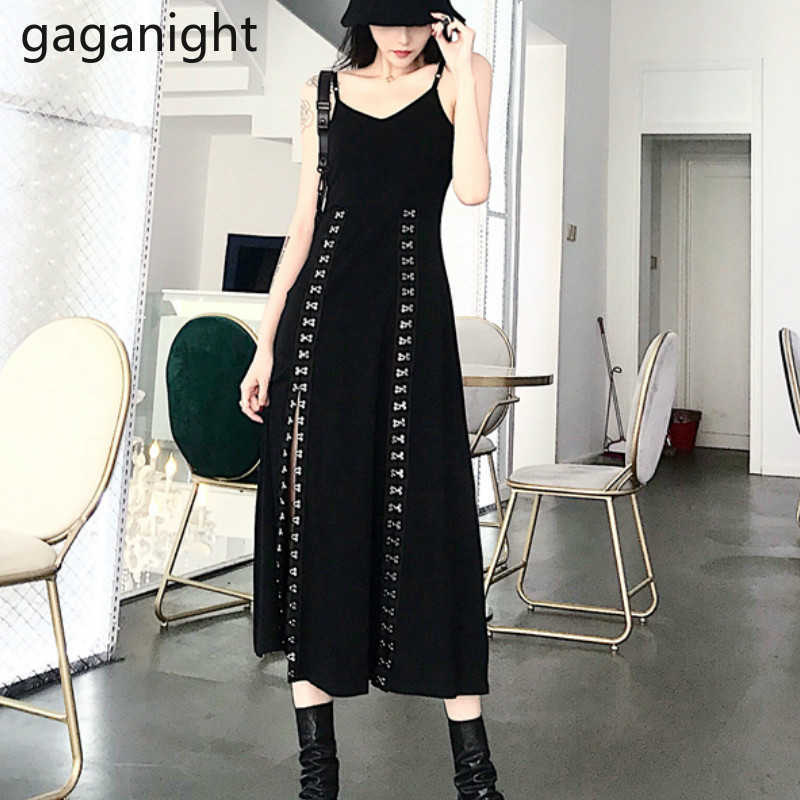 Harajuku Women Two Pieces Set Cool Streetwear Girls Black Suits Sexy Long Dress Crop Hoodies High Split Outfits 210601
