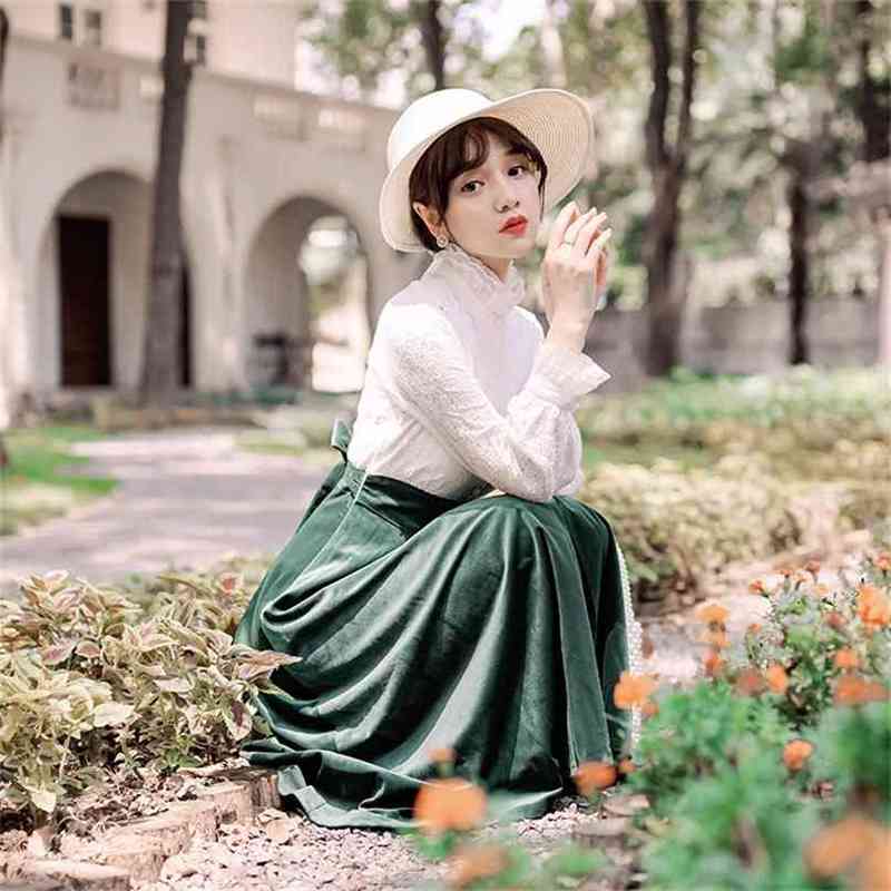 White and Green Female Vestidos Elegant Spring Women Velvet Patchwork Lace Mid-calf Dress Vintage Full Sleeve 210603, Blue
White and Green Female Vestidos Elegant Spring Women Velvet Patchwork Lace Mid-calf Dress Vintage Full Sleeve 210603, Blue
