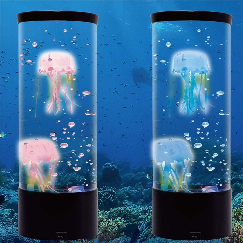 LED Jellyfish Lamp Bedside Night Light Color Changing Jellyfish Tank Aquarium Led Lamp Relaxing Mood Lights Lava Lamp Kids Gifts