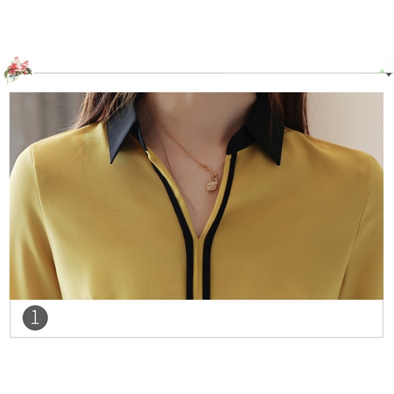 Women Blouse ladies tops solid Chiffon White Shirt Women's Tops Long-sleeved V-Neck Blusas mujer de moda 938H 210420