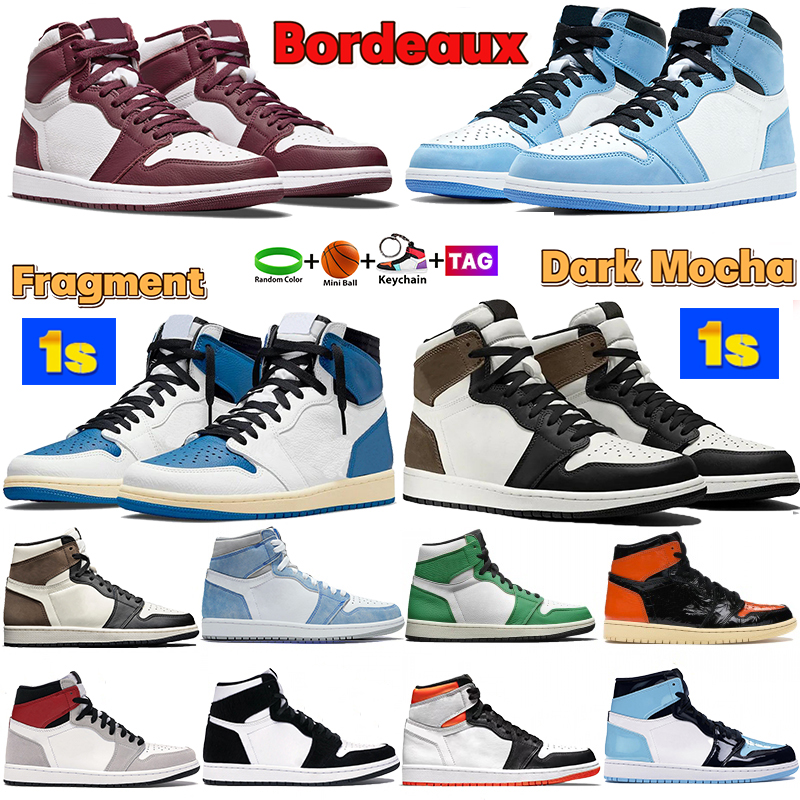 

High Royal Patent Bred 1s 1 basketball shoes University Blue Bordeaux dark mocha pollen Light Smoke Grey Twist black white UNC men women sneakers designer trainers, Bubble wrap packaging