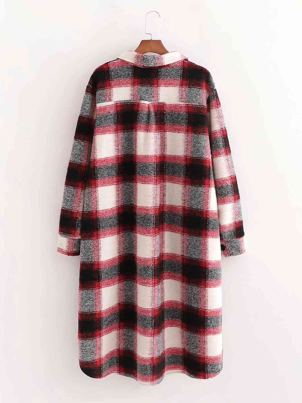 Winter vintage loose plaid Woolen jacket women long coat casual thick oversize female Over 210521