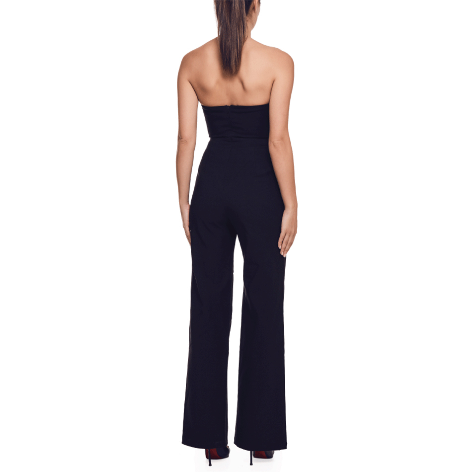 Summer Women's Fashion Jumpsuit Club Vestido Red Black Strapless Stitched Bow Sleeveless Slim Fit 210423