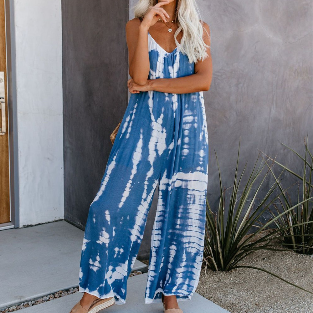 Bikini Cover-ups Boho Spaghetti Strap Jumpsuit Plus Size Cotton Dress Beach Swimsuit Cover Up Sexy V-neck Tunic A328 210420