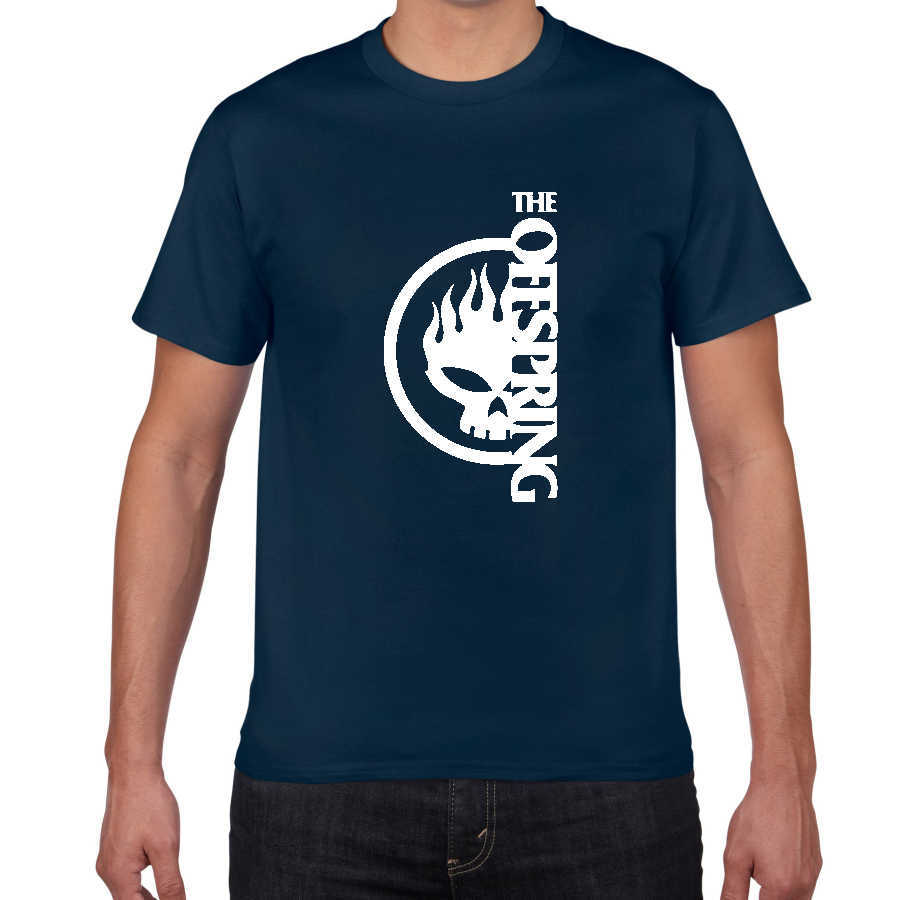 Flame Skull Head PUNK T-shirt men The Offspring punk Band Tshirt Top Quality Cotton Tee Shirts 210629