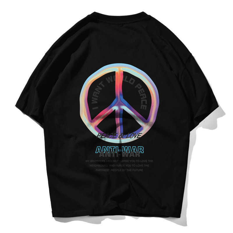 Anti-War Hip Hop Oversize T Shirt Summer Men Streetwear Tshirt Short Sleeve Cotton Loose HipHop T-Shirt Gradient Color 210603, Black
Anti-War Hip Hop Oversize T Shirt Summer Men Streetwear Tshirt Short Sleeve Cotton Loose HipHop T-Shirt Gradient Color 210603, Black