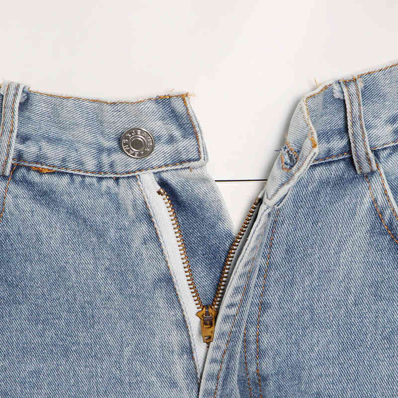 TWOTWINSTYLE Casual Patchwork Zipper Jeans For Women High Waist Hollow Out Streetwear Denim Pants Female Fashion Clothing 210517