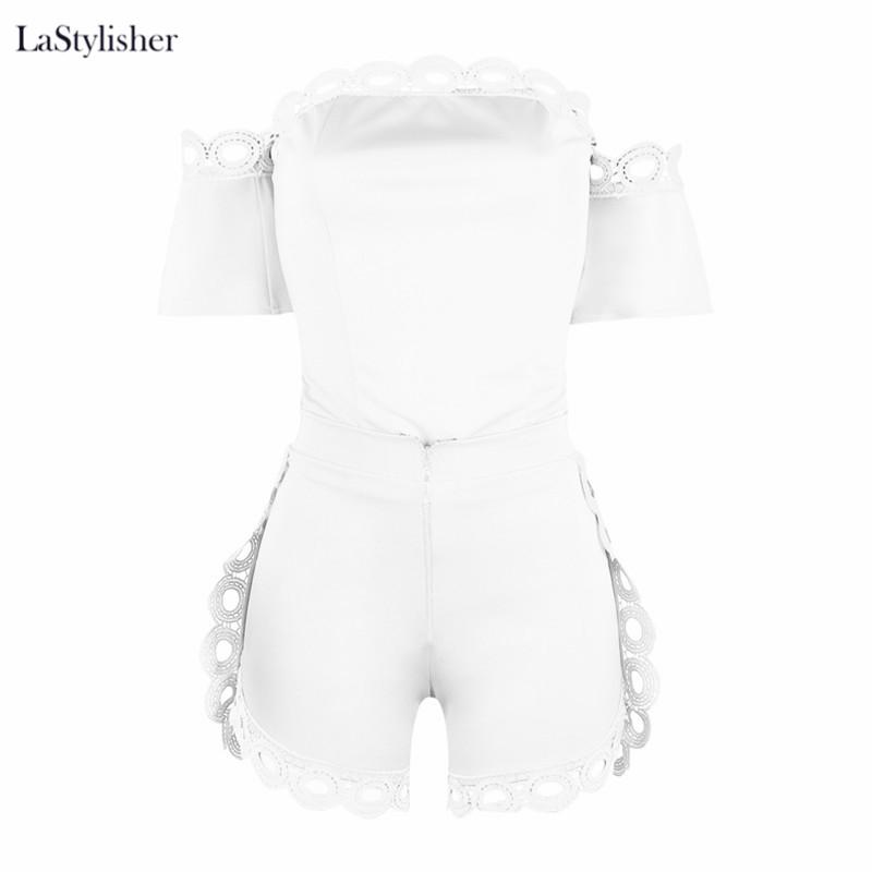 Two Piece Dress LaStylisher Off Shoulder Ladies Suit Clothes Top Shorts Women 2 Sets Plus Size Sexy Lace Summer Clothing Set