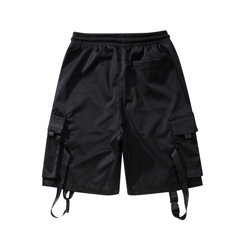 IEFB Sweatpants Shorts Men's Workwear Black Shorts Summer Streetwear Functional Style Casual Straight Knee Length Pants 9Y7494 210524