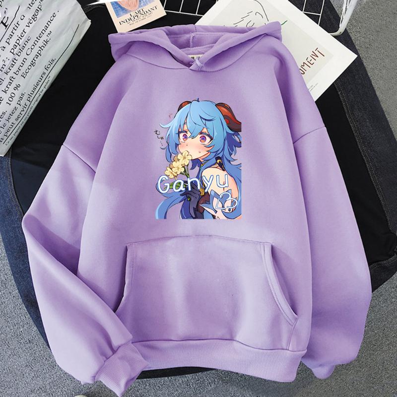Men's Hoodies & Sweatshirts Genshin Impact Funny Game Cartoon Kawaii Ganyu Graphic Men Women Sweatshirt Winter Casual Oversized Hoody Pullov
