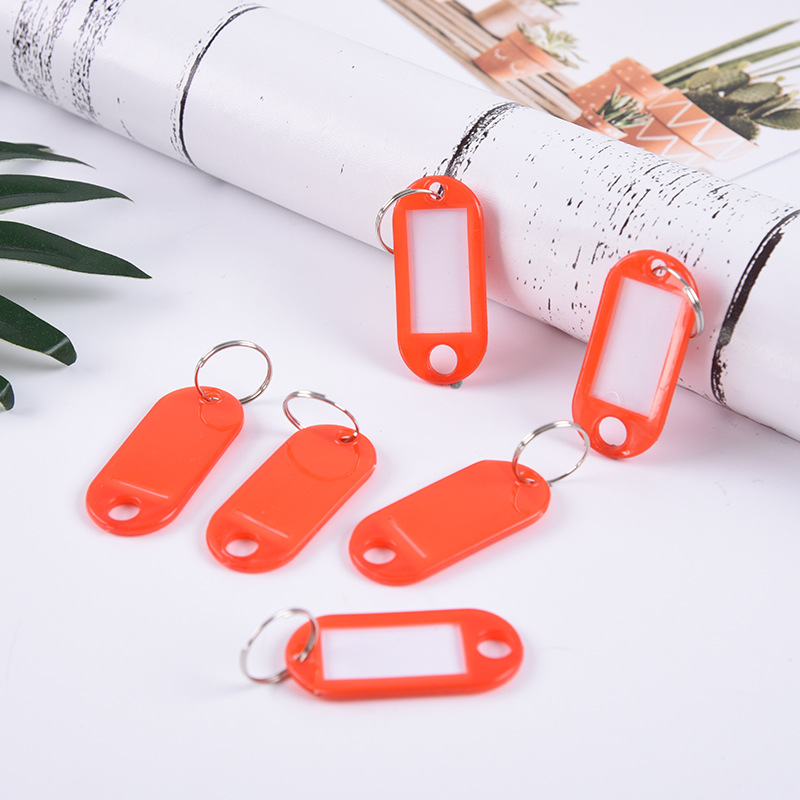 200 pcs Plastic Key Tags Keychain ID Label Luggage KeyTag Split Ring Pet name Card Tag Key Rings Wholesale Price