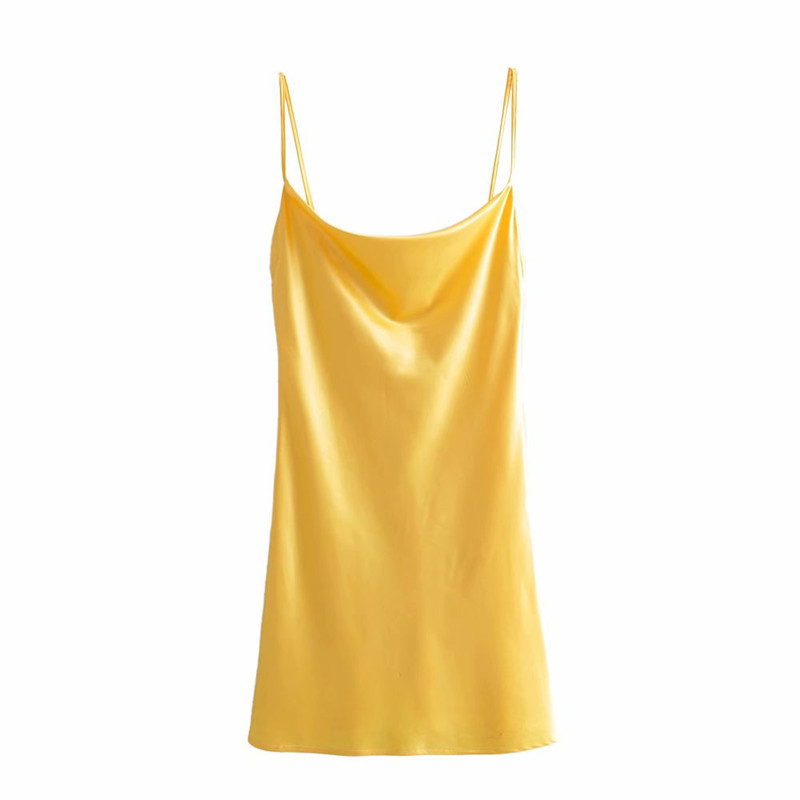 PUWD Casual Women Square Collar High Waist Dress Summer Fashion Ladies Office Sexy Female Satin Solid Color Mini 210522