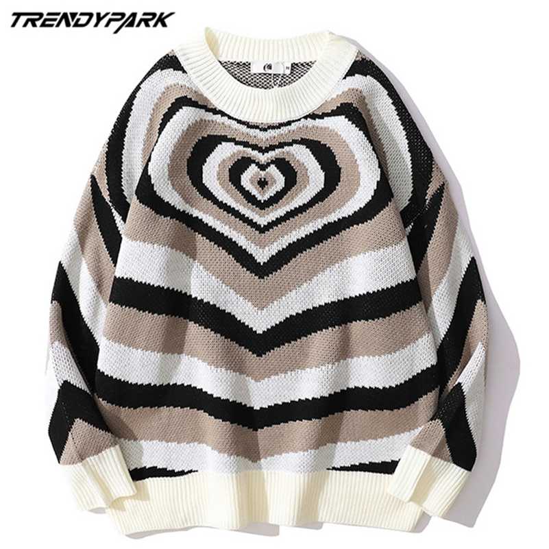 Men's Pullovers Sweaters Creative Stripes Heart Knitted Streetwear Oversized Harajuku O Neck Knitwear Men Clothing 211109, Black
Men's Pullovers Sweaters Creative Stripes Heart Knitted Streetwear Oversized Harajuku O Neck Knitwear Men Clothing 211109, Black
