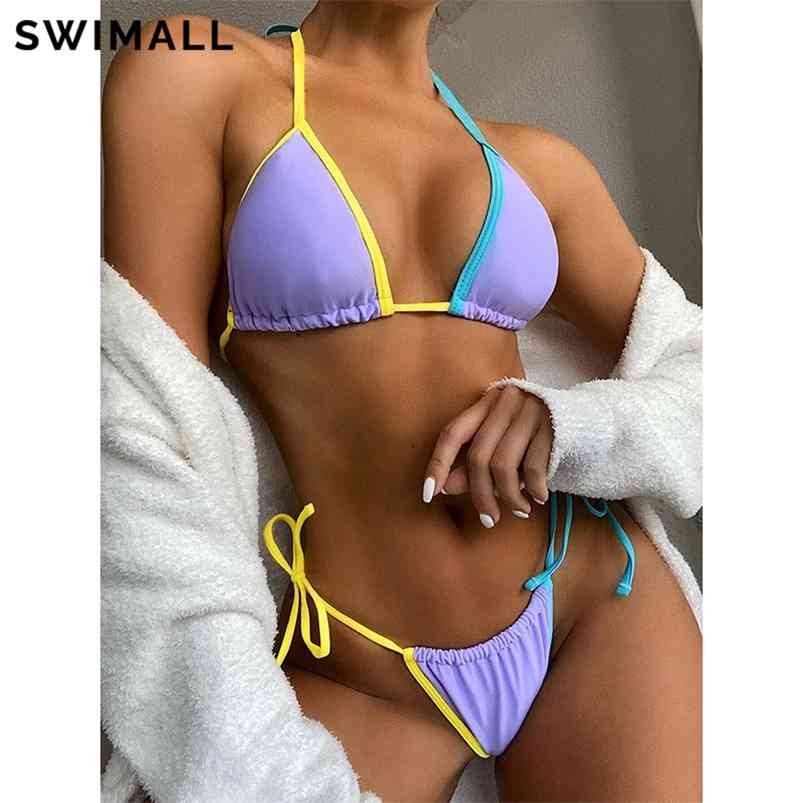 Sexy Bikini Women Swimsuit Padded Bra Bandage Set Swimwear Female Splicing Halter Bathing Suit Beach Wear Biquini 210629, Purple
Sexy Bikini Women Swimsuit Padded Bra Bandage Set Swimwear Female Splicing Halter Bathing Suit Beach Wear Biquini 210629, Purple