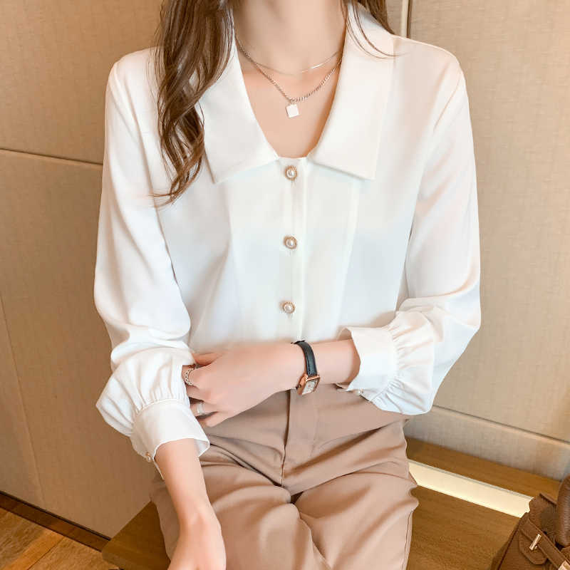 Korean Women Shirts Chiffon Blouses for Long Sleeve Ladies White Tops Woman Beading Blouse V-neck Shirt XXL 210604
Korean Women Shirts Chiffon Blouses for Long Sleeve Ladies White Tops Woman Beading Blouse V-neck Shirt XXL 210604