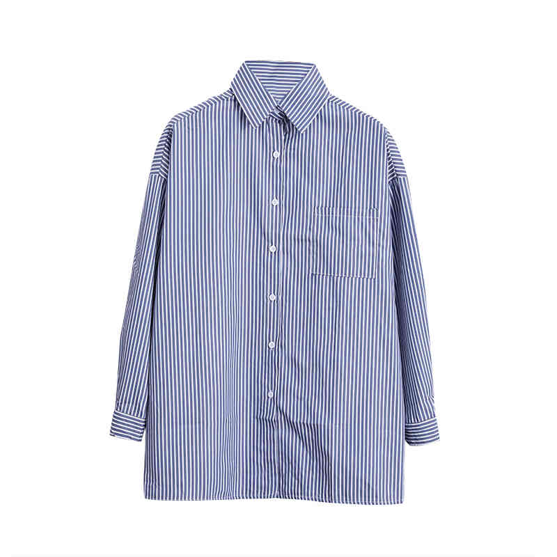 Women Striped Shirt Long Sleeve Spring Summer Vintage Casual Loose Shirts Female Streetwear Blouse Tops Oversize 210514