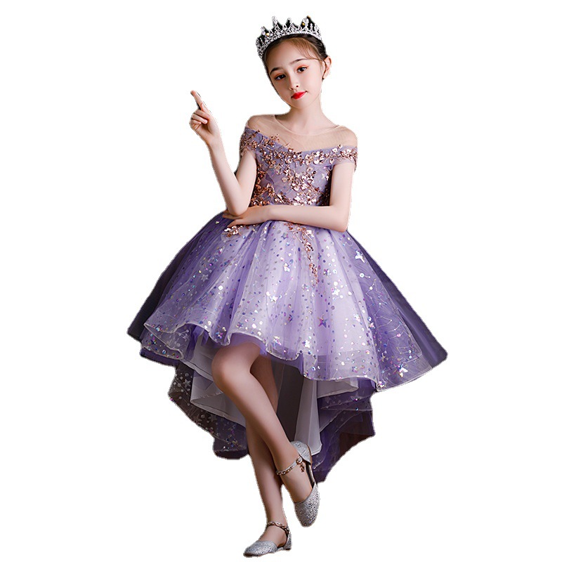 2021 Cute wer Dresses off shoulder Appliqued Beaded Feather Girl Pageant Gown Cascading Ruffle Sweep Train Custom Made Birthday Gowns
