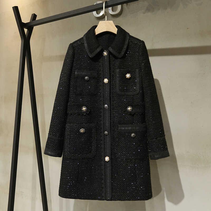 Women' Wool & Blends Winter Autumn 2021 High Quality Tweed Coat Chic Elegant Sequins Women B119, Black
Women' Wool & Blends Winter Autumn 2021 High Quality Tweed Coat Chic Elegant Sequins Women B119, Black
