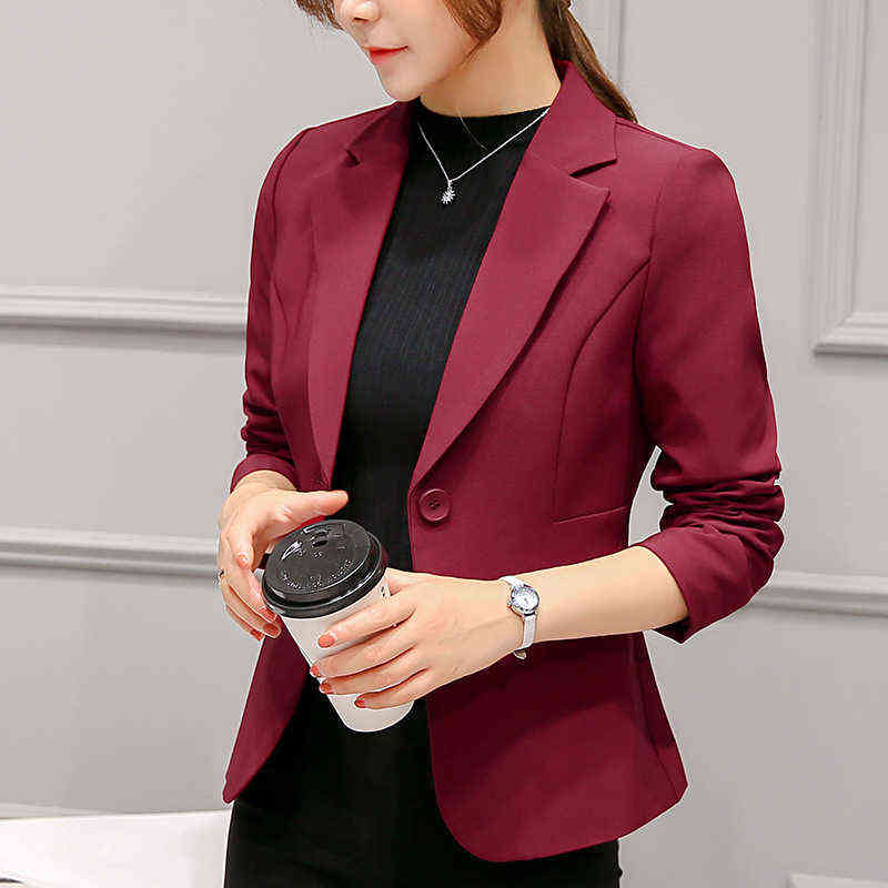 Black Women Blazer Formal s Lady Office Work Suit Pockets Jackets Coat Slim Femme 211122