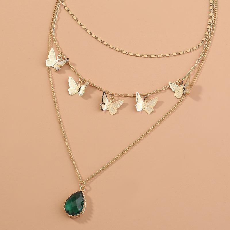Pendant Necklaces Butterfly Metal Three-dimensional Elegant Emerald Drop Faceted Zircon Multi-layer Necklace
Pendant Necklaces Butterfly Metal Three-dimensional Elegant Emerald Drop Faceted Zircon Multi-layer Necklace
