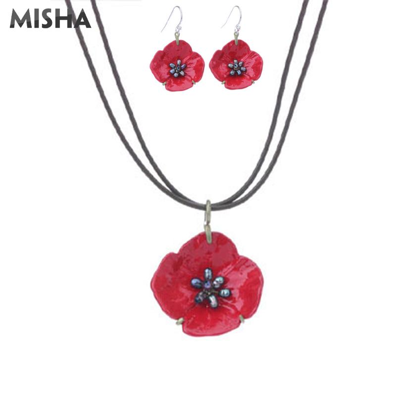 Earrings & Necklace MISHA Jewelry Sets For Women Handmade Red Flower Shape Enamel Glaze Earring L2155, As pic
Earrings & Necklace MISHA Jewelry Sets For Women Handmade Red Flower Shape Enamel Glaze Earring L2155, As pic