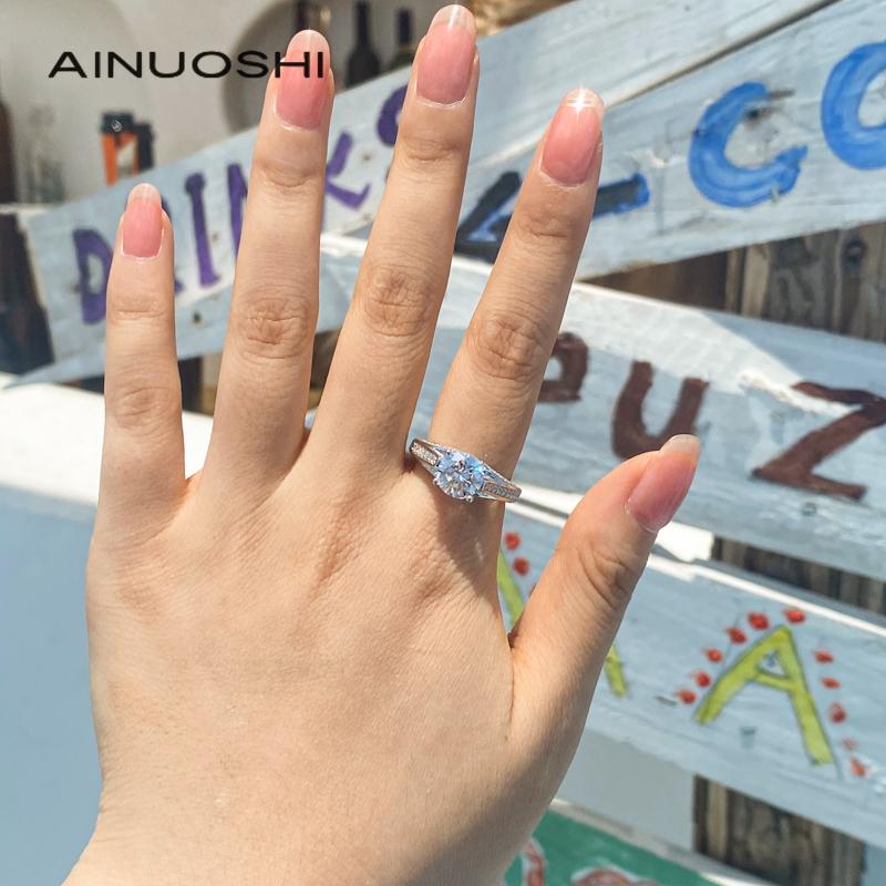 Cluster Rings AINUOSHI 925 Sterling Silver Woman Round Cut 1.5 SONA Diamond Classic Engagement Wedding Ring Jewelry, Golden;silver
Cluster Rings AINUOSHI 925 Sterling Silver Woman Round Cut 1.5 SONA Diamond Classic Engagement Wedding Ring Jewelry, Golden;silver