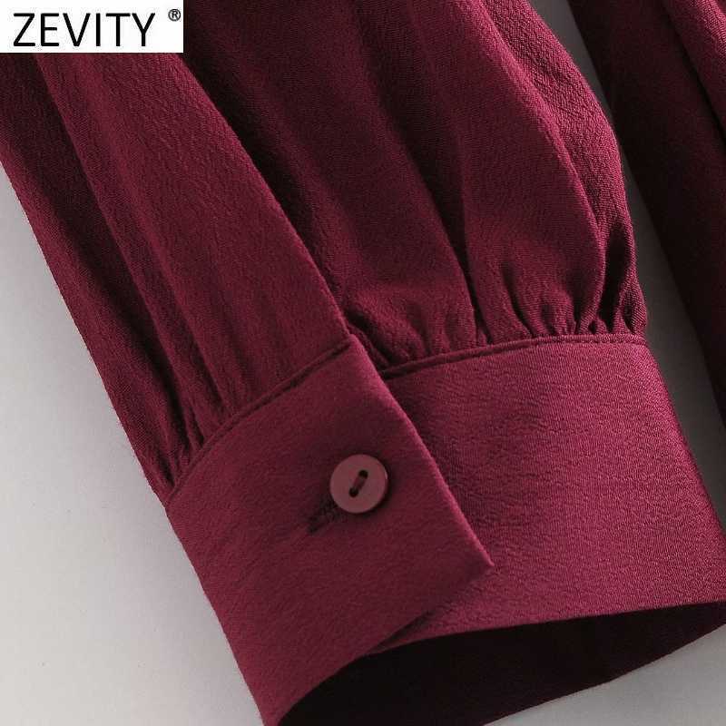 Zevity Women Vintage Solid Color Breasted Sashes Shirt Dress Office Ladies Three Quarter Sleeve Chic Business Vestido DS4758 210603