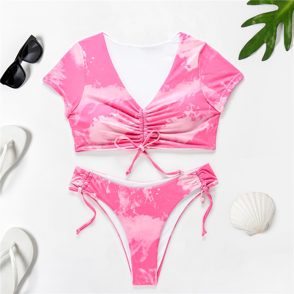 Tie Dye Swimsuit Sport Bandage Push Up Bikini Set Short Sleeve Thong Biquinis Women Swimwear Lace Swimming Bathing Suit 210520, Pink
Tie Dye Swimsuit Sport Bandage Push Up Bikini Set Short Sleeve Thong Biquinis Women Swimwear Lace Swimming Bathing Suit 210520, Pink
