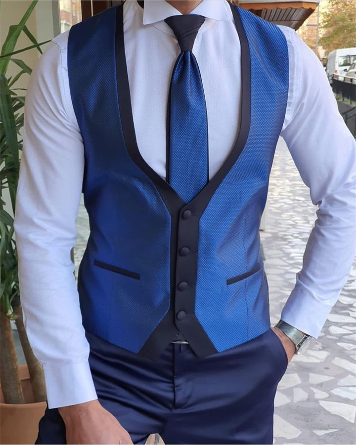 Three-Pieces Men Suits Business Casual tuxedos Slim Fit Groom Party Coat Tailored Night Performance singer Work Wear Wedding Suit