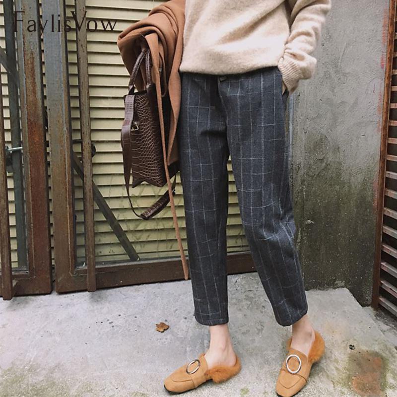 Women' Pants & Capris Plaid Pockets Loose Women High Waist Ankle Length Harem Autumn Summer Korean Style Casual Chic Girls Trousers, Blue
Women' Pants & Capris Plaid Pockets Loose Women High Waist Ankle Length Harem Autumn Summer Korean Style Casual Chic Girls Trousers, Blue