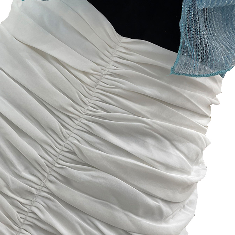 TWOTWINSTYLE Casual White Skirt For Women High Waist Patchwork Asymmetrical Ruched Mini Skirts Females Summer Fashion Style 220312