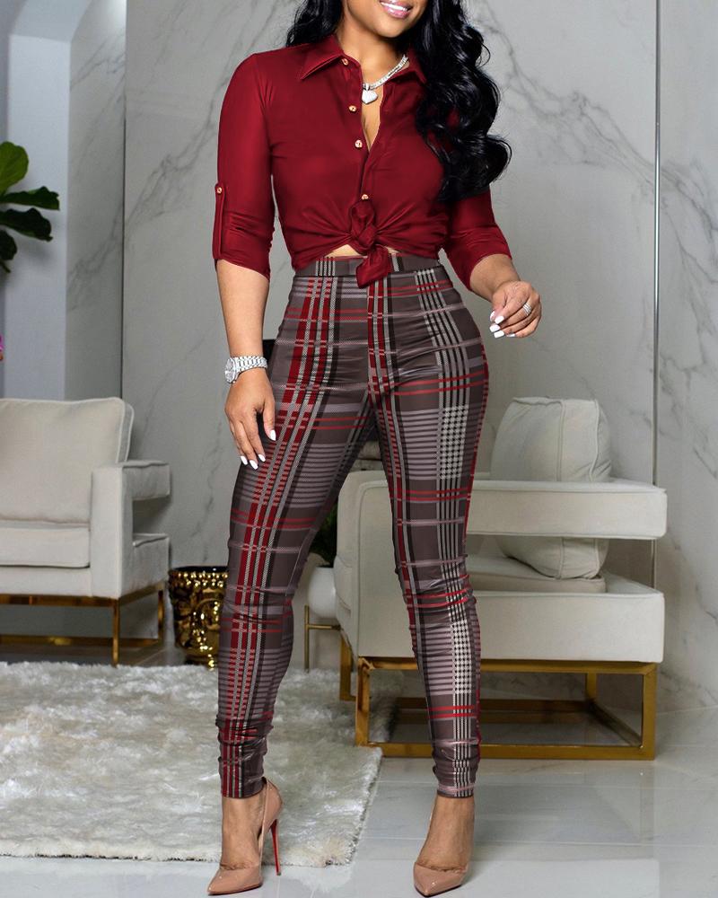 Women's Two Piece Pants 2PCS Women Colorblock Long Sleeve Button Down Shirt & Plaid Set Womens Suit Office, White
Women's Two Piece Pants 2PCS Women Colorblock Long Sleeve Button Down Shirt & Plaid Set Womens Suit Office, White